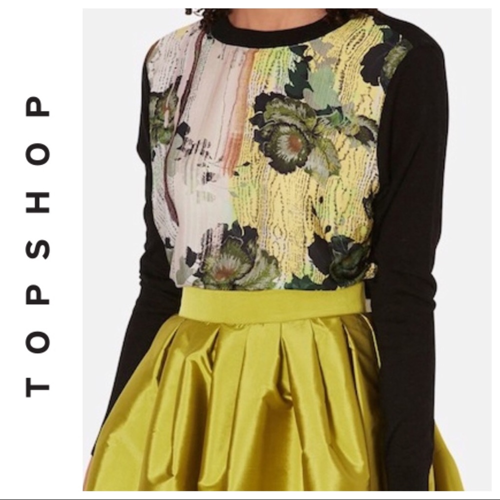 TOPSHOP  ANGORA FLORAL SWEATER SIZE 6